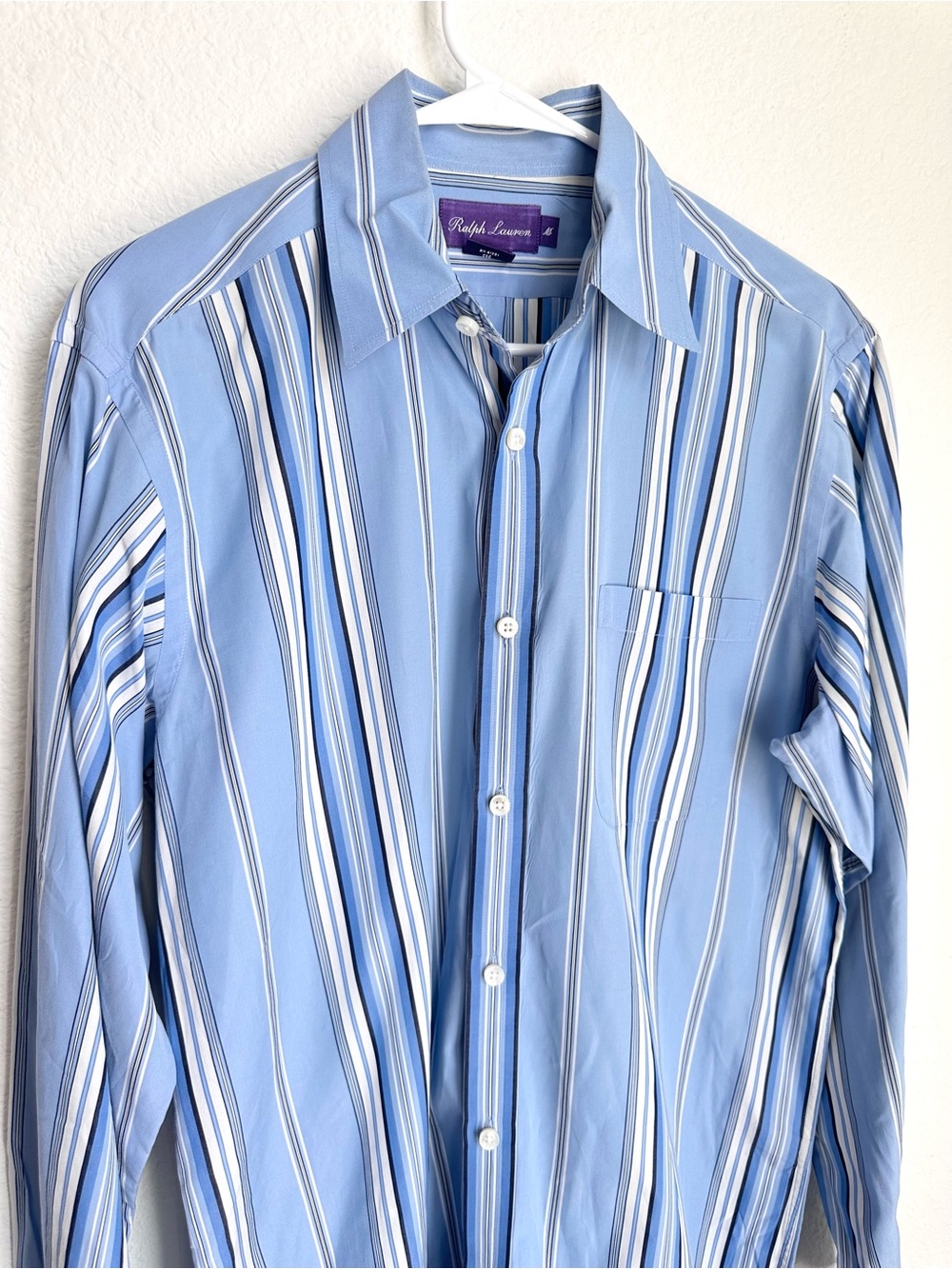 RALPH LAUREN Purple Label Men's Striped Button‎ Down cotton Shirt Size Medium - Picture 6 of 17